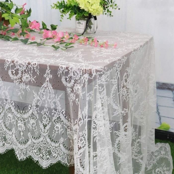 Nappe En Dentelle Blanche Vieillie 30x70cm - Chemin De Table Rectangulaire Élégant