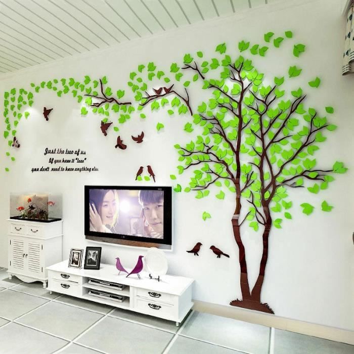 3d autocollant mural sticker fleur arbre salle chambre art decor diy artistique moderne vert version a droite achat vente stickers cdiscount