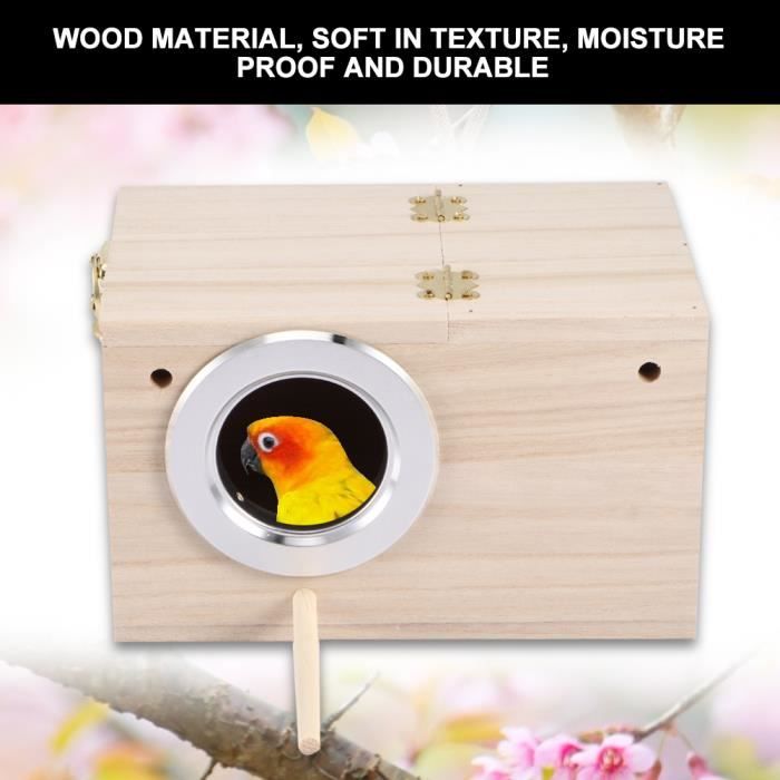 Grande Boîte Coffret Bois Faux Livre – Déco Oiseau Perroquet, 33cm, Shabby