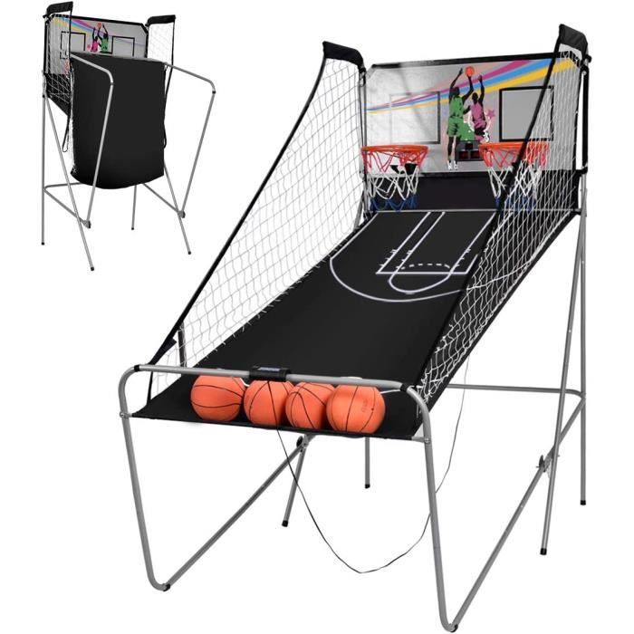 GOPLUS Jeu de Basketball Arcade Pliable, Panier Basket avec LED Score & 2  Paniers & 4 Ballons, 8 Modes de Jeux, 202x107x205CM,Gris - Cdiscount Sport
