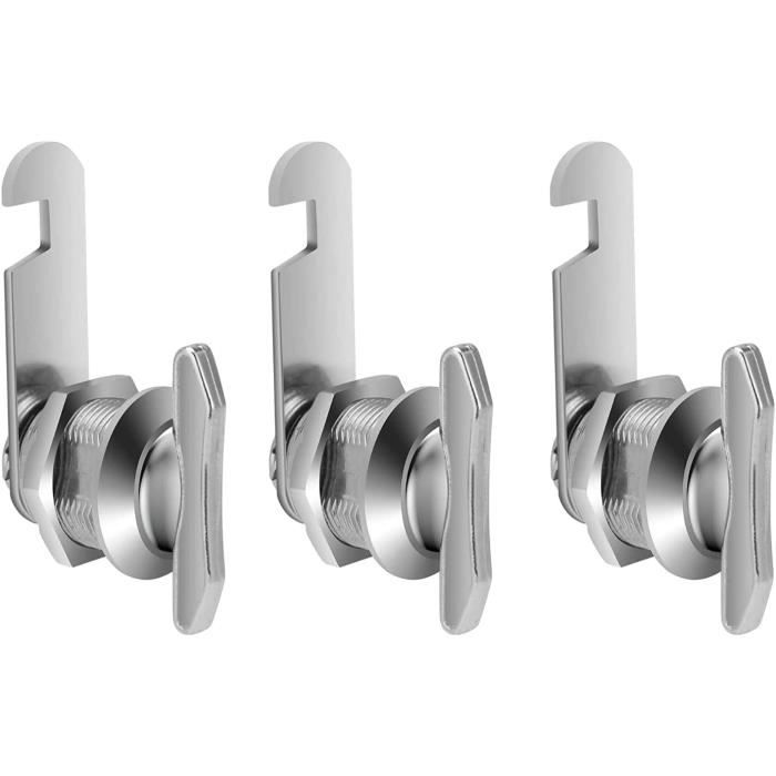 The Lord Of The Tools 2pcs Serrure à Came Avec Clé à Douille Triangulaire Rotation à 90 Degrés En Alliage De Zinc Chromé Pour Sécuriser Portes