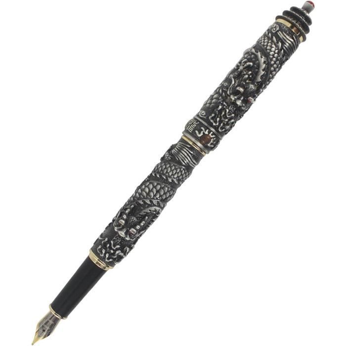 Stylo,Stylo à Bille En Céramique 0.5MM,peinture Dragon Rouge Doré