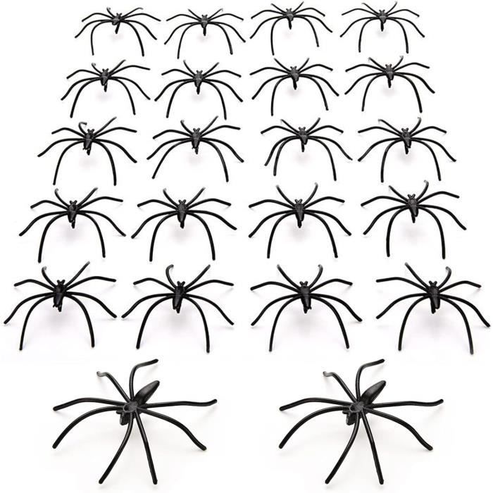 100 Araignées Plastique Halloween | Fausses Araignées Réalistes | Déco Et Farce Pour Fête Effrayante