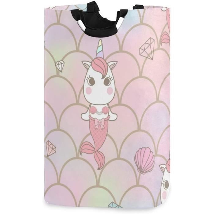 Paniers à Linge Pliables Queue De Sirène Pour Fille - Panier De Rangement 36L Pour Jouets Et Vêtements - Décor Marin Coloré Pour Chambre Et Salle De Bain - 5