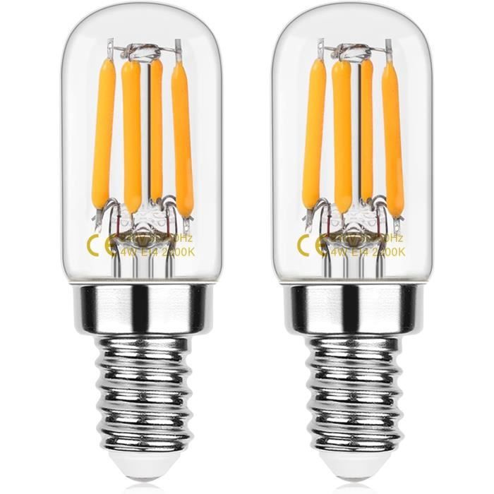 Ampoule Led E14 T20 4W Pour Hotte Aspirante Petite Vis Edison Blanc Chaud 2200K Equivalent 40