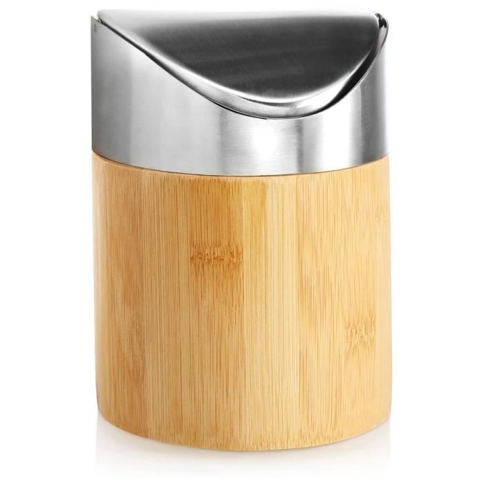 Poubelle Avec Couvercle Basculant  Argenté - Acier Inoxydable Elegante Poubelle De Table En Acier Inoxydable Poubelle Cosmetique Compacte Pour S 98619771
