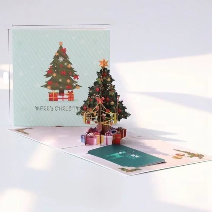 Carte De Noel 3D, Carte Noël 3D Avec Enveloppe Et Carte De Visite