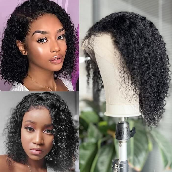 Perruque Femme Naturelle Boucl e Courte Perruque Cheveux Humain