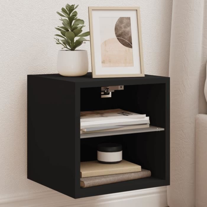 Armoire TV murale - avec Lumières LED RVB - noir 30x28 5x30 cm A6975