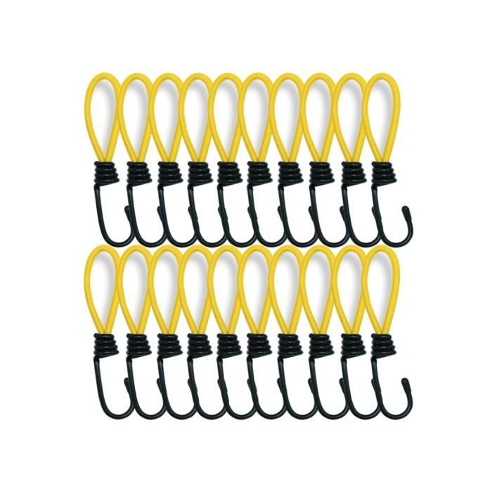 Lot 28 Tendeurs Élastiques 25 Cm Avec Crochets – Sandow Bâche Tente Camping Noir