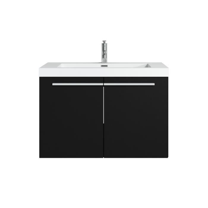 Meuble De Salle De Bain Boston 80cm Lavabo Noir Bois Armoire De
