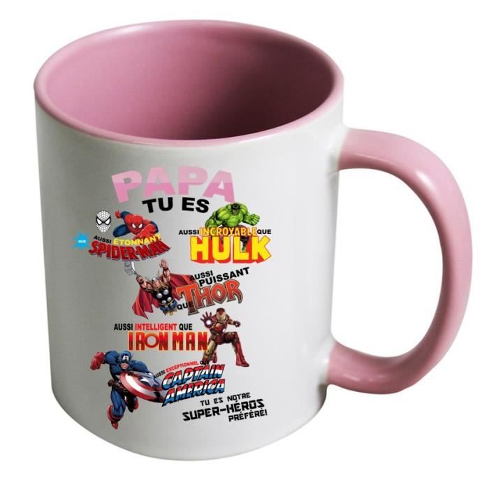 Mug Papa Tu Es Notre Super Heros Prefere Rose Clair Anse Classique Cdiscount Puericulture Eveil Bebe
