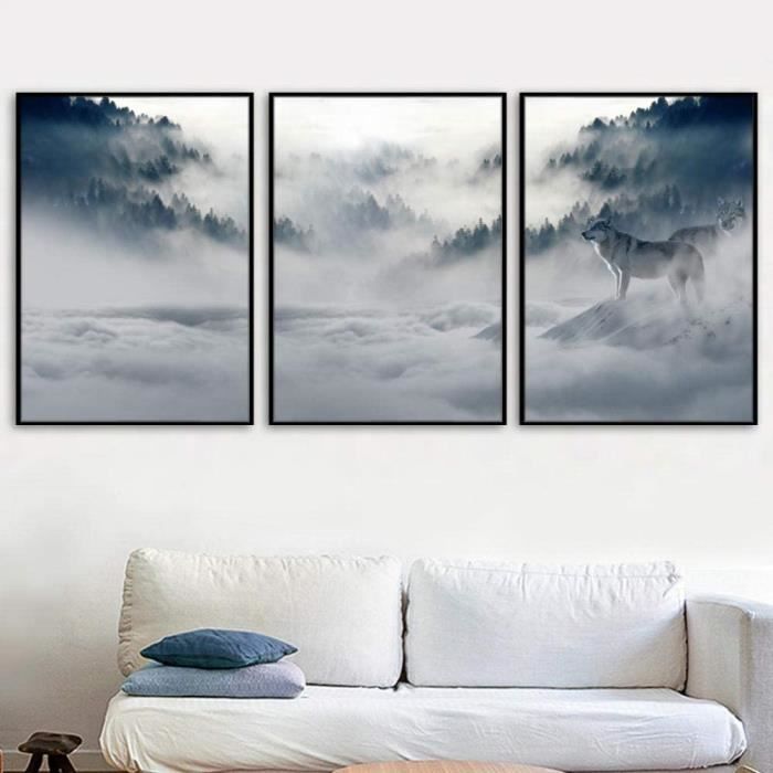 Tableau Sur Toile Paysage Montagnes - Grande Toile Peinture Murale, Personnalisable, Neuf