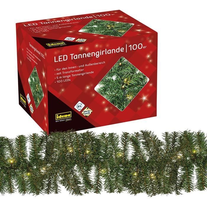 Guirlande De Sapin LED 10 Mètres – 200 LED Blanc Chaud – Décoration Intérieure Noël (2 X 5 M)
