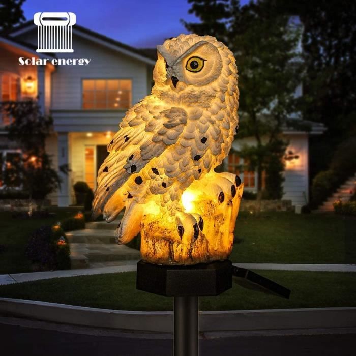 Lampe Solaire Hibou Déco Jardin - Statue LED Extérieur Mignonne En Forme De Cœur - Décoration Nocturne Élégante