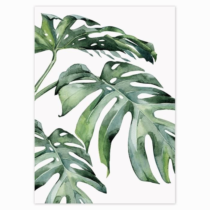 affiche de plantes tropicales style scandinave tableau decoratif feuilles vertes peintures murales modernes decoration de r026 cdiscount maison