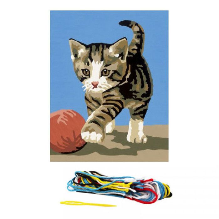 Comparer les prix de Canevas Chaton et pelote de laine - 030