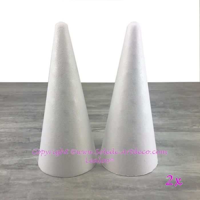 VILLFUL - Lot De 2 Cônes En Polystyrène Blanc Massif - 30 Cm De Haut - Pour Décoration De Fête, Bricolage, Projets DIY - Légers Et Solides - 7