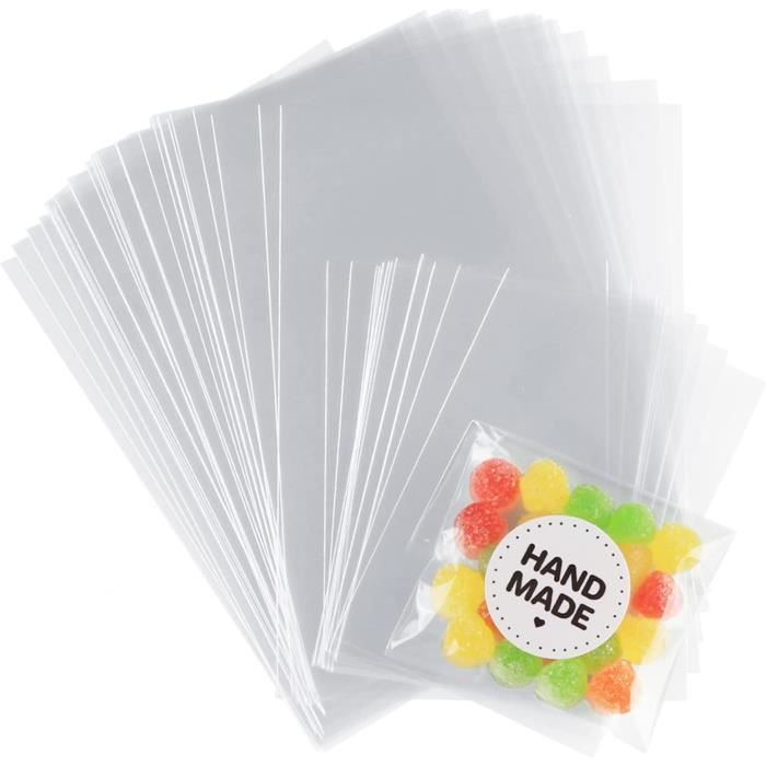 Anstore 100 Sachets En Cellophane Transparent Avec Attaches Dorées - Pour Bonbons, Savons, Cadeaux