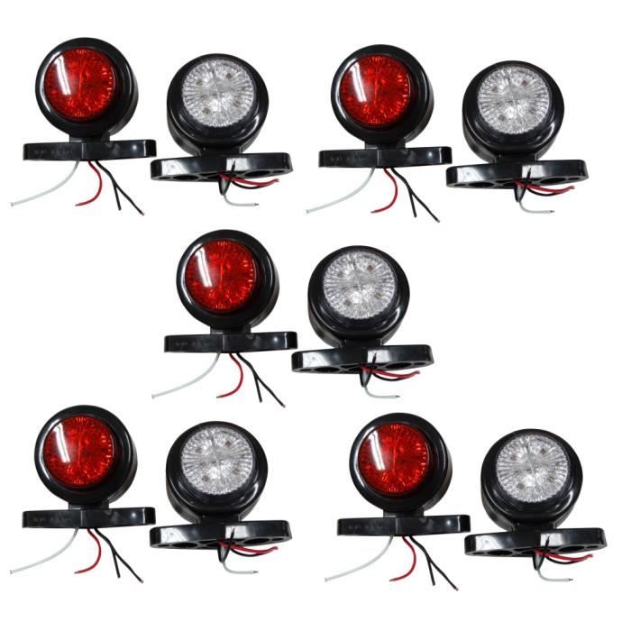 Lot De 2 Feux De Position LED Tricolores 24V – Rouge/Blanc/Orange Universel Pour Camion, Caravane, Remorque, 4x4