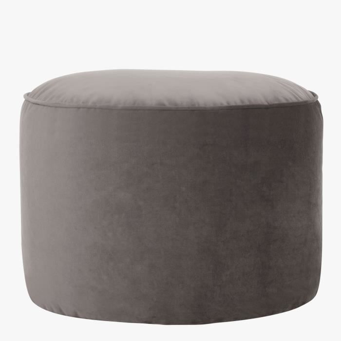 pouf repose-pieds rond en velours milano - icon - gris anthracite - salon - contemporain - design