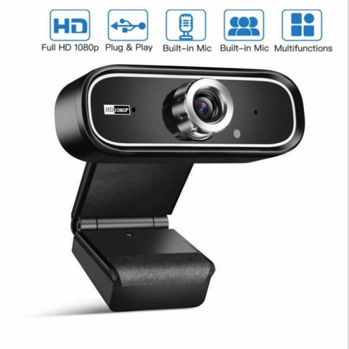  Webcam 1080P Full HD avec Microphone St&eacute;r&eacute;o Enregistrements Vid&eacute;o 180&deg;Compatible avec Windows Mac Petite - Noir 