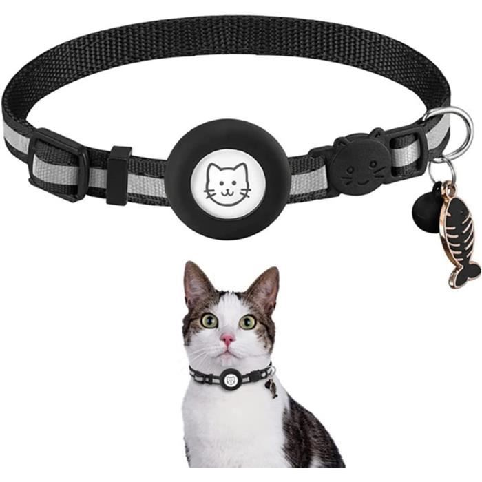 Airtag Collier Réfléchissant Pour Chat Avec Clochette Et Étui Étanche En Silicone Avec Boucle De