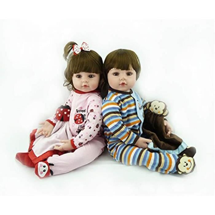 Fille Poupee Nouveau Ne Garcon Et Fille Jumeaux Jouet Danping Poupee Bebe En Silicone Doux Realiste Reborn Poupees Et Accessoires Poupees Et Poupons