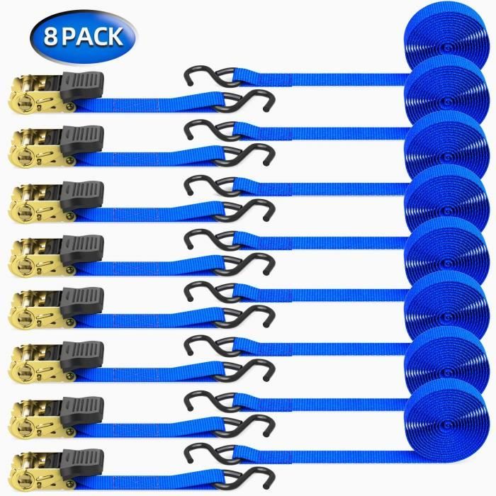 StarLeaparts Lot de 4 Sangles à cliquet rétractables, 680KG de résistance à la Rupture, 3.6m 25mm d'arrimage à rétraction Automatique, Sangles a Cliquet Automatique pour Moto, Kayak et Camion, Vert