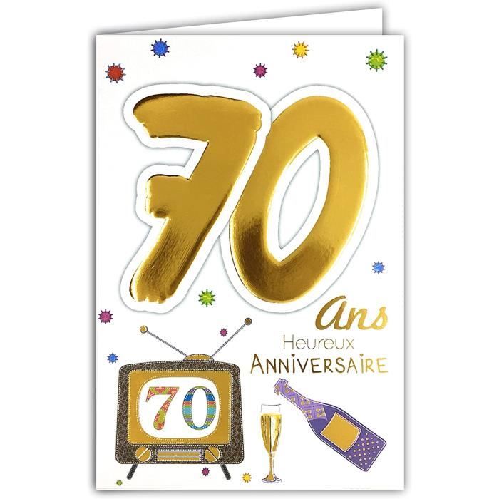 6940 Carte Anniversaire 70 Ans Homme Femme Motif Flute Bouteille Champagne Tv Television 650 Cdiscount Maison