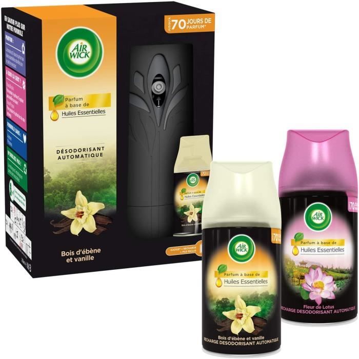 Air wick desodorisant maison diffuseur freshmatic + 1 recharge vanille + 1  recharge fleur de lotus - Cdiscount Maison