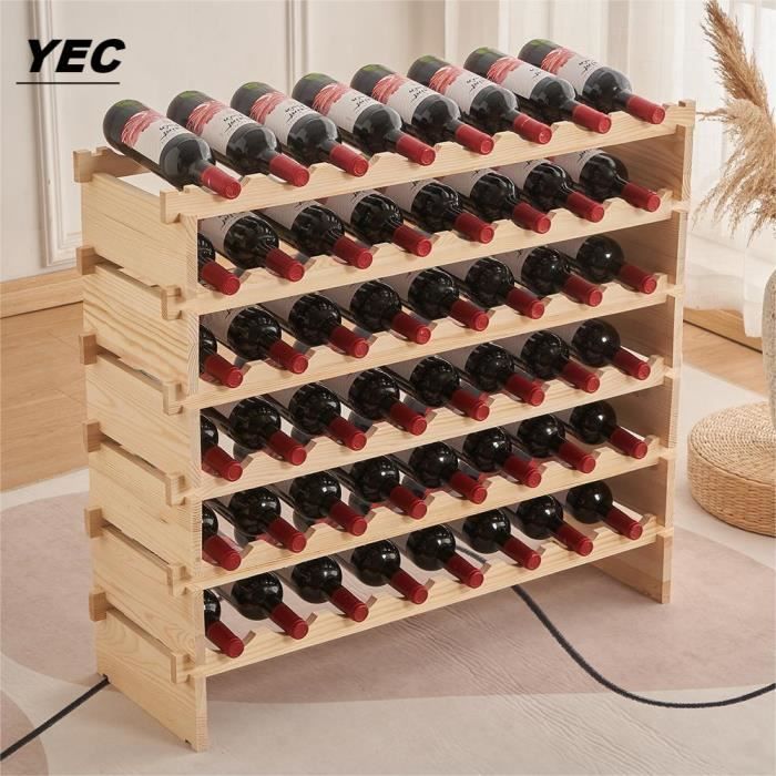 Casier à vin en bois YEC - 6 couches de 48 bouteilles - Blanc - Design contemporain