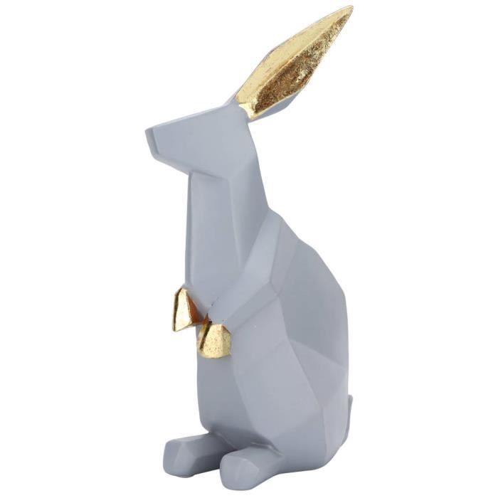 Figurine De Lapin Assis En Résine Bleue Avec Flocage Doux - Décoration D'intérieur Tendance - Plusieurs Tailles - 2