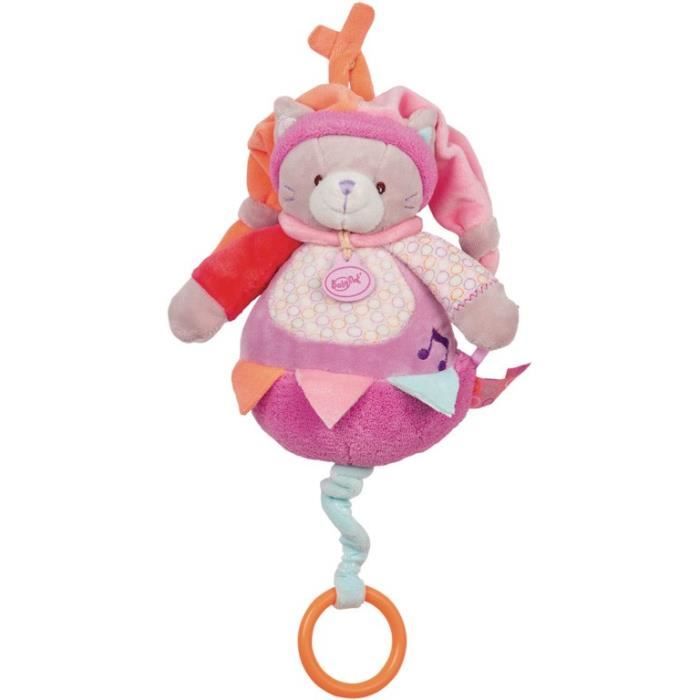 Boîte à Musique Babynat Coquillette Et Picotin - Vache Rose Velours - Éveil Bébé