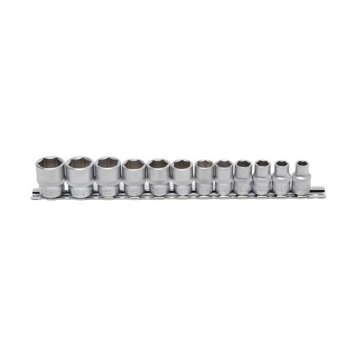Jeu de douilles six pans - BGS TECHNIC - 12 pièces - 8 à 19 mm - Carré 10 mm (3/8) - Acier chrome-vanadium