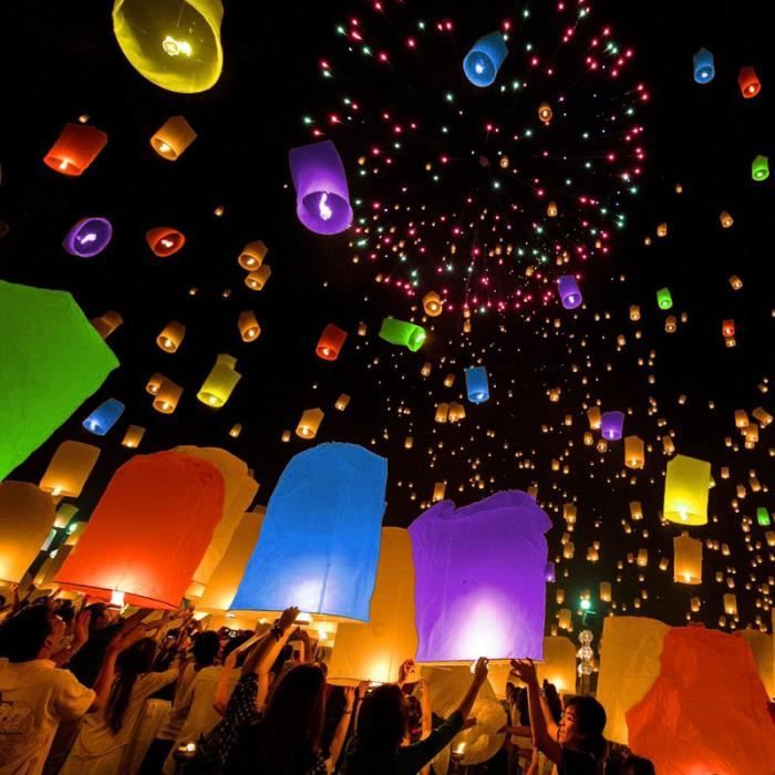 Bimkole Lot de 20 lanternes Célestes Chinoises, Lanterne Volantes en Papier, célestes Souhaitant, pour Anniversaire, fête, Mariage