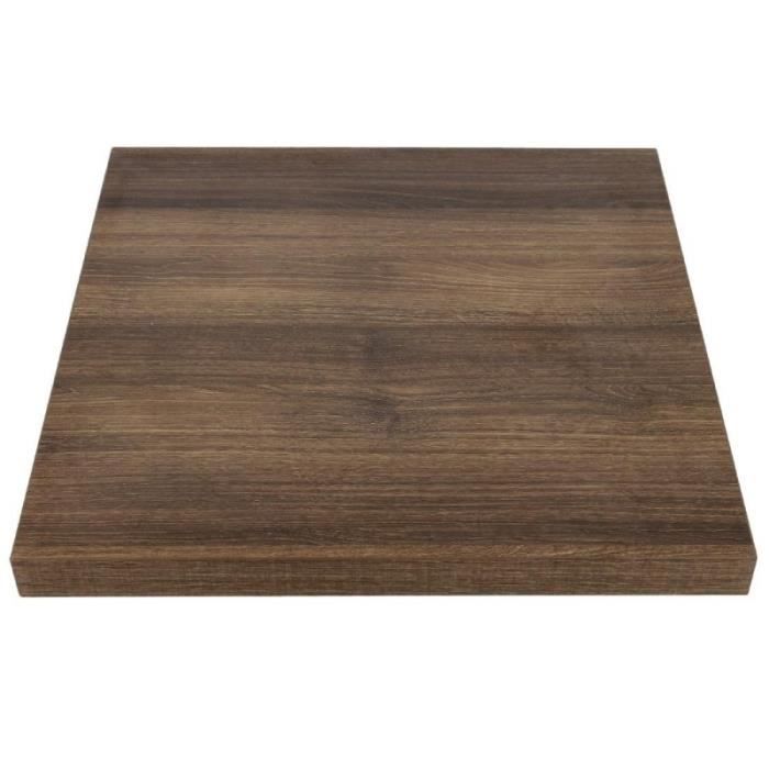 Plateau de table carré 700 mm effet bois chêne rustique - Bolero