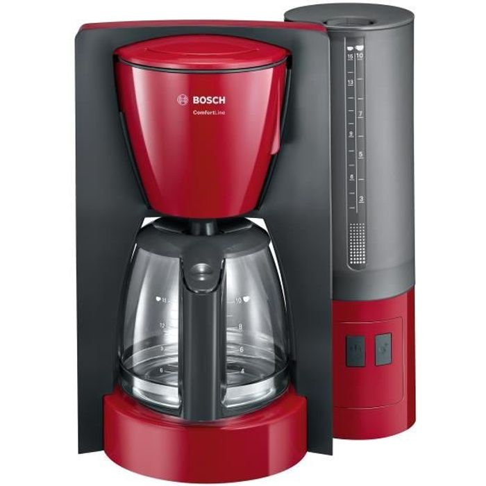 Cafetiere filtre rouge inox / noir 15t, Cafetière