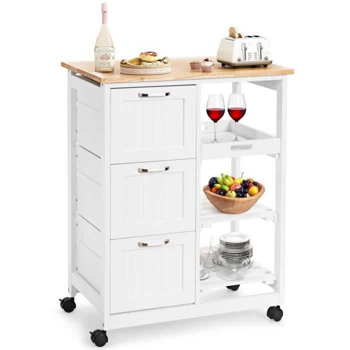Buffet De Cuisine 2 étagères Réglables - Meuble Rangement Bas 107x33x62.5cm, Porte Coulissante, Blanc/brun - 12