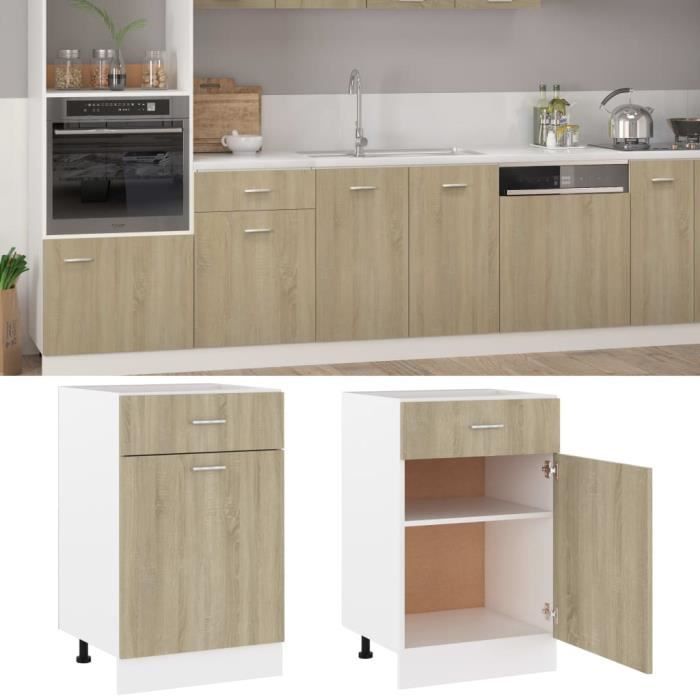 Meuble de cuisine - EBTOOLS - Armoire chêne sonoma - 50x46x815 cm - 1 porte - 1 tiroir