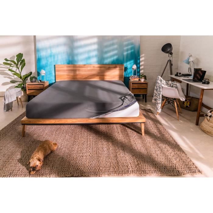 drap housse gris emma 160x200 cm achat vente drap housse cdiscount