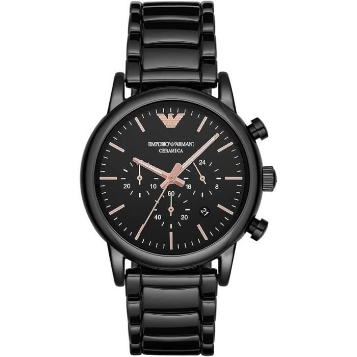 Montre Homme Emporio Armani Chronographe Quartz Ceramique Noire 5 Atm Noir Chic Achat vente montre Homme Adulte Noir Ceramique Cdiscount