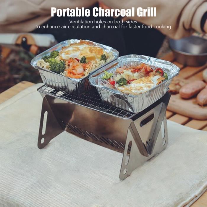 Barbecue Portable Pliable En Acier Inoxydable - Mini Grill Pour Camping, Pique-nique, Randonnée