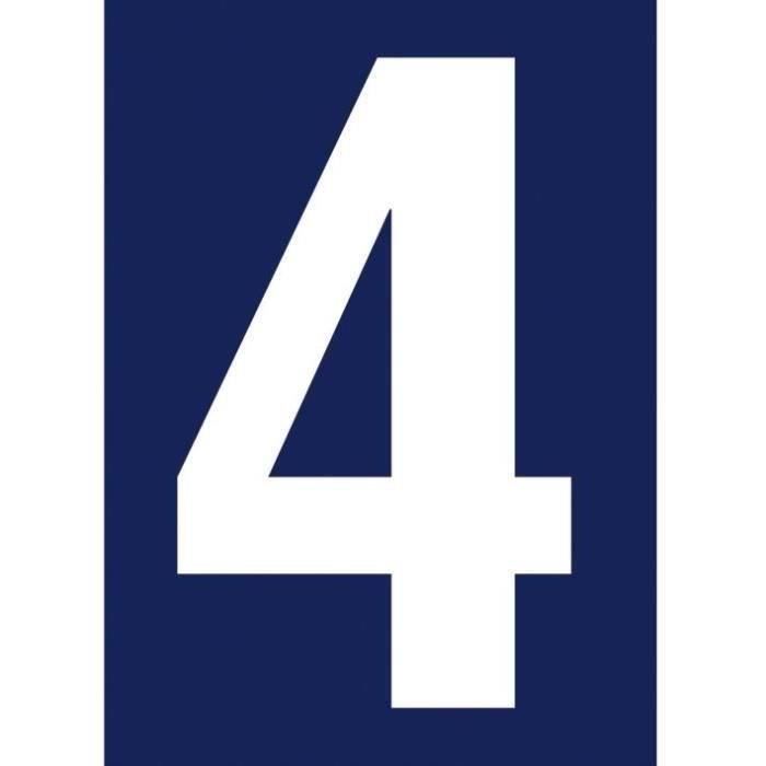 Chiffre adhésif N° rue 4 sur carte