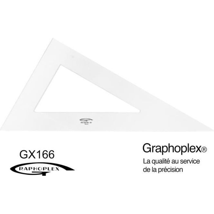 Graphoplex Equerre 60° 3 bords droits 37 cm Transparent 