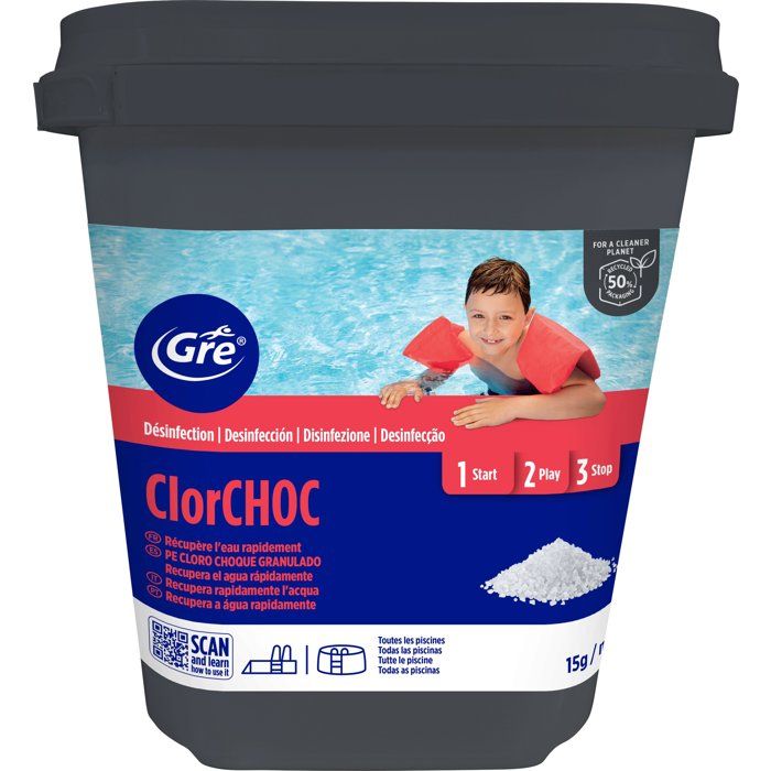 Chlore choc - GRE - Granulés - 5 Kg - Traitement rapide - Désinfection piscine