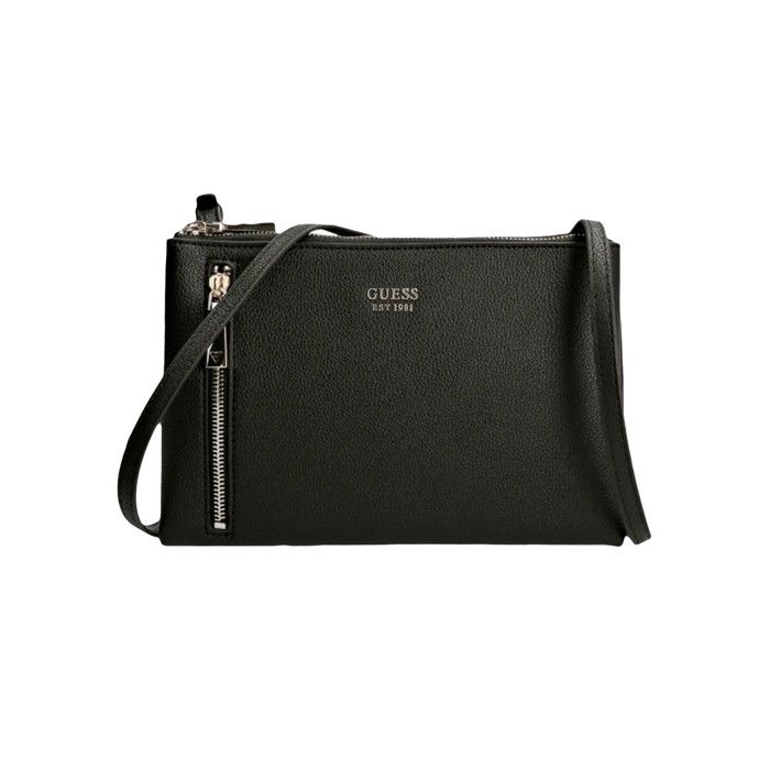 GUESS Naya Double Zip Crossbody Black [115263] Noir Cdiscount