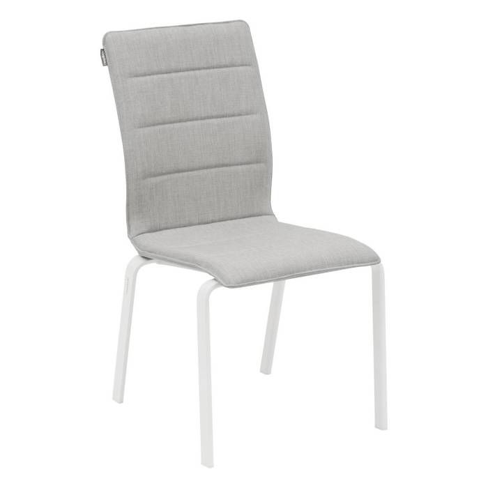 Chaise de jardin empilable Diese perle & blanc en aluminium traité époxy - Hespéride Chaise de jardin empilable Diese perle & blanc en aluminium traité époxy - Hespéride
