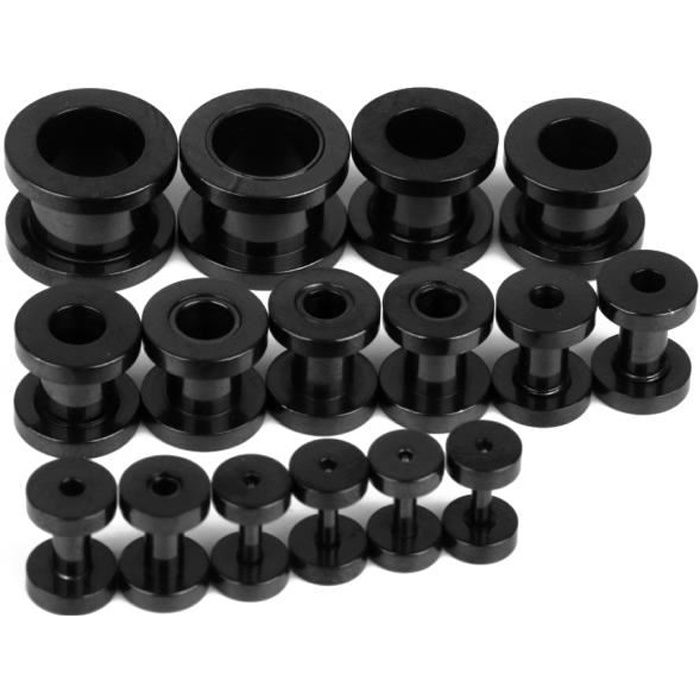 ROSENICE Set 23 Expandeurs Oreille Coniques Noir – Kit Étirement Piercing 1.3 à 10 Mm