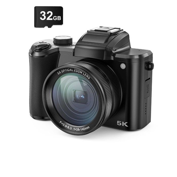INF Appareil photo numérique 5K avec deux caméras avant et arrière autofocus anti-tremblement